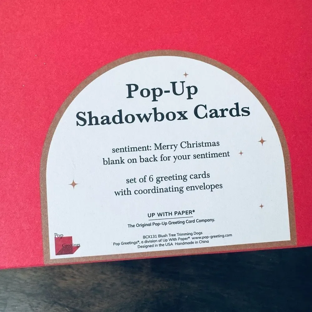 Christmas Dog Pop-Up Shadowbox Display Cutout Dogs Holiday Greeting Cards